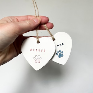 Lembrança de pata de gato e cachorro, enfeite de Natal para animais de estimação, argila que seca ao ar, lembrança de gato, lembrança personalizada para animais de estimação, decoração personalizada para animais de estimação