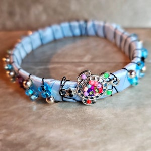 Bracelet for women beaded Boho bracelet boho chic beachy surf colorful fun gift for her hippie festival sea turtle charm bracelet