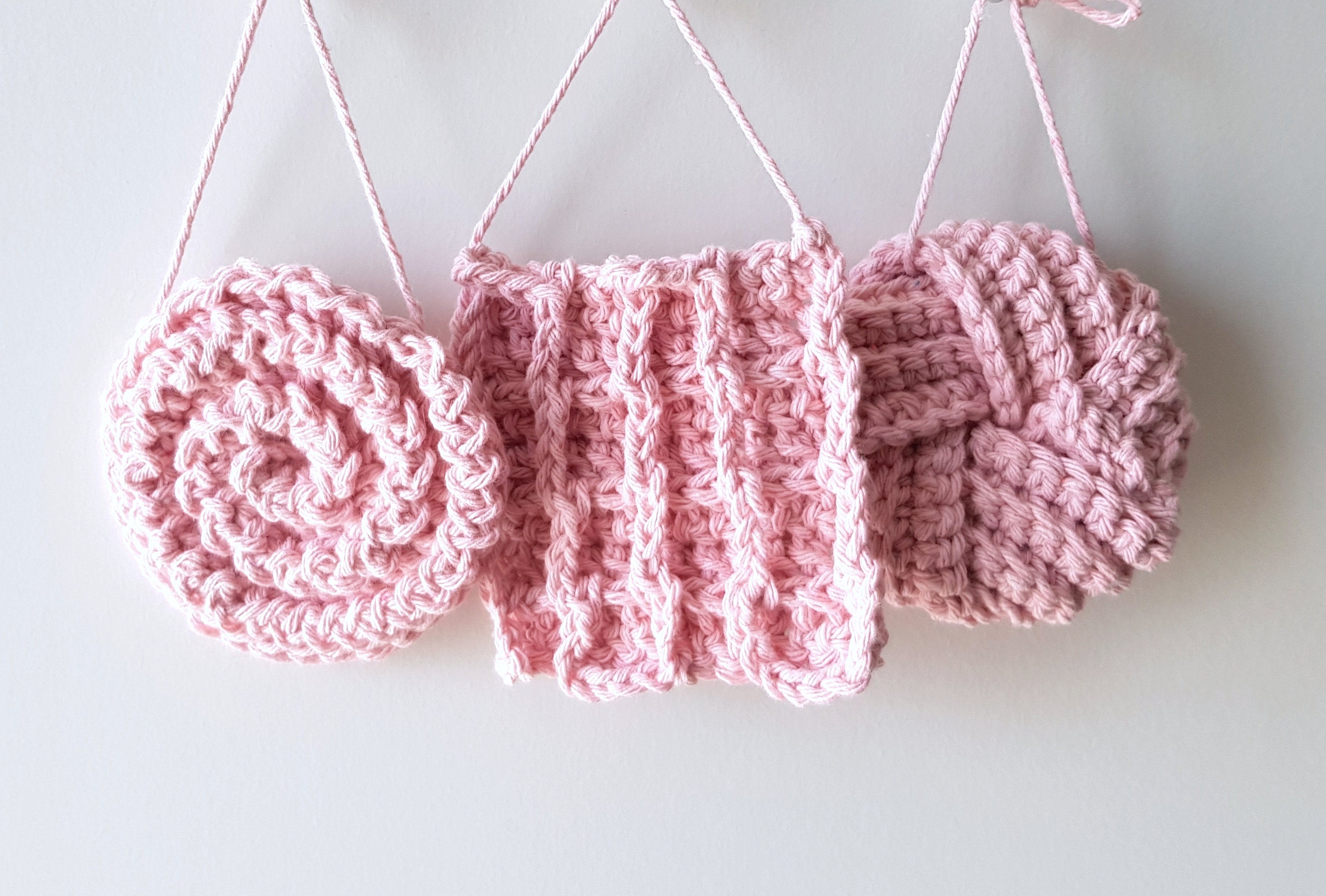 puppies Small gift Ideas | body kitchen Set of 3 Tawashi Sponge Scrubbies Crochet cotton scrubby face