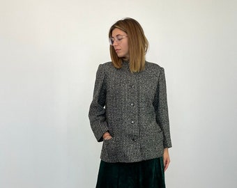 Vintage Tweed Blazer 70s / Vintage women's jacket in patterned wool / Vintage women's winter blazer / Vintage women's blazer in wool tweed