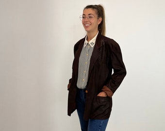 70er Jahre Vintage-Lederblazer / braune Lederjacke für Damen / Vintage-Lederjacke für Damen / Nappaleder-Blazer für Damen / Vintage-Lederblazer