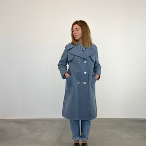 70s vintage blue coat / Vintage light blue coat / Vintage women's wool coat / Long A line vintage coat / Vintage women's coat image 1