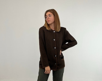 100% wool 70s cardigan / Vintage shoulder jacket / Women's wool jacket / Vintage unstructured women's jacket / Vintage shoulder cardigan