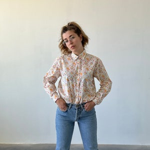 ROSE vintage floral shirt / floral patterned women's shirt / vintage floral summer shirt / vintage blouse / vintage women's shirt image 1