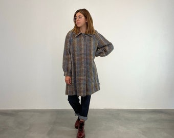 wool and angora 90s vintage coat / Fantasy vintage women's coat / Colorful vintage teddy women's coat / furry vintage women's coat