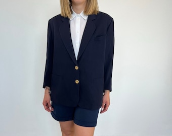 Vintage 80s blue shoulder blazer / Oversized vintage women's jacket / Blue vintage women's blazer / Oversized vintage women's blazer with shoulder pads