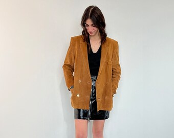 Vintage 70s suede blazer / tan brown suede jacket / Vintage suede women's jacket / brown suede women's blazer / reindeer jacket