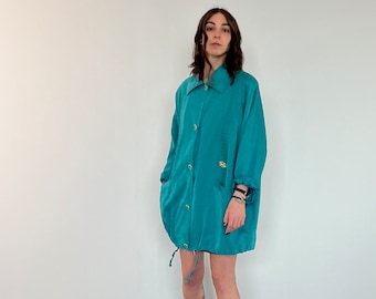 Vintage 80s parka jacket / vintage turquoise parka jacket / vintage summer oversized women's jacket / vintage women's jacket / spring jacket