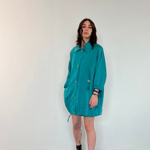 Vintage 80s parka jacket / vintage turquoise parka jacket / vintage summer oversized women's jacket / vintage women's jacket / spring jacket image 1