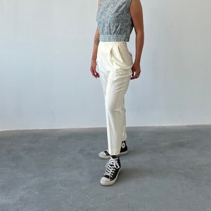 eu38 100% Virgin Wool 70s vintage trousers / vintage white wool women's trousers / vintage white virgin wool women's trousers