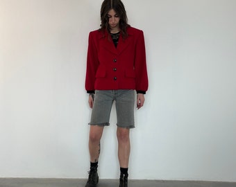 Yves Saint Laurent vintage 80s / YSL women's blazer / red YSL spencer / Saint Laurent tailored jacket with shoulder pads / vintage YSL jacket