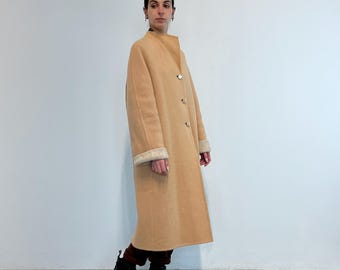 Burberrys Vintage Original Loden Coat 1980s | Long Beige Wool