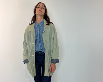 Light vintage suede blazer / suede jacket / gray suede jacket / oversized vintage leather blazer / oversized suede jacket