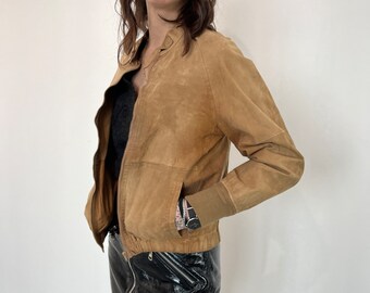 Bomber vintage in camoscio / giacca in camoscio vintage chiara / giacca pelle donna corta / bomber donna in camoscio vintage / bomber suede