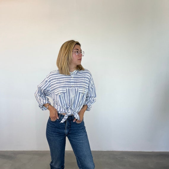 Oversized Stripes 80s Vintage Shirt / Womens Vintage Shirt / - Etsy