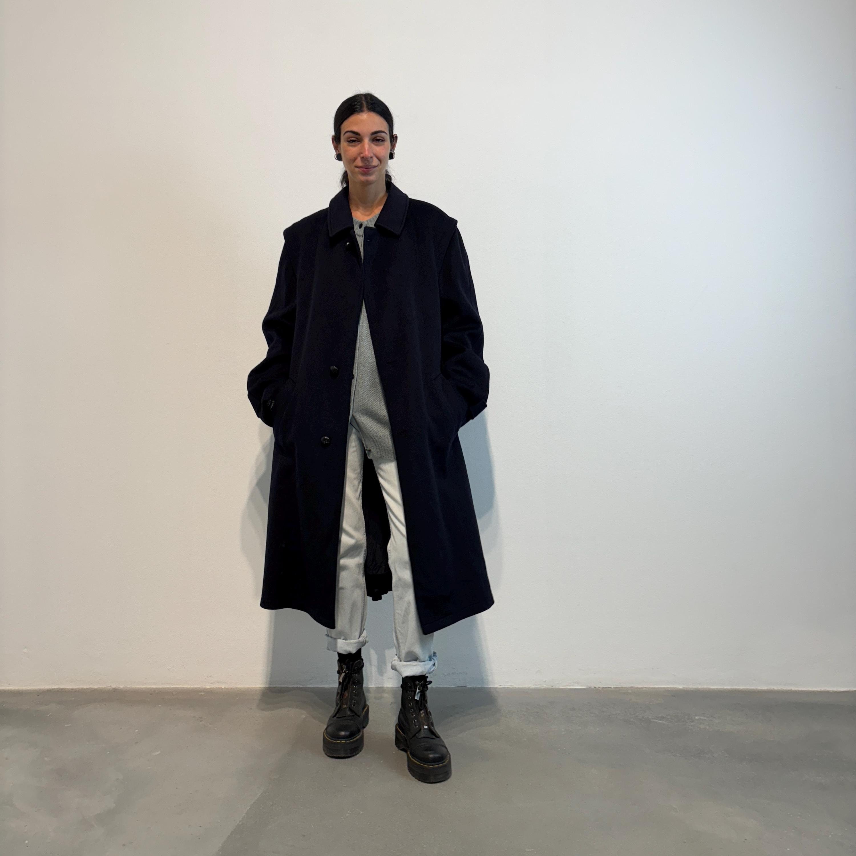 95% Wool STEINBOCK ORIGINAL Blue Vintage Coat / Long Vintage LODEN