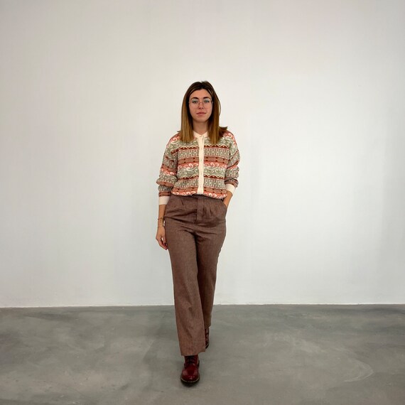 Cardigan Femme Vintage - Laine Et Angora Mélangés, Couleur Crème, Taille M, Style Rond Col