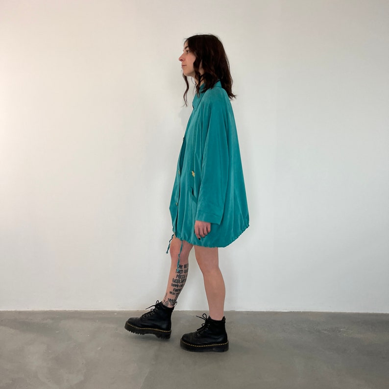 Vintage 80s parka jacket / vintage turquoise parka jacket / vintage summer oversized women's jacket / vintage women's jacket / spring jacket image 7