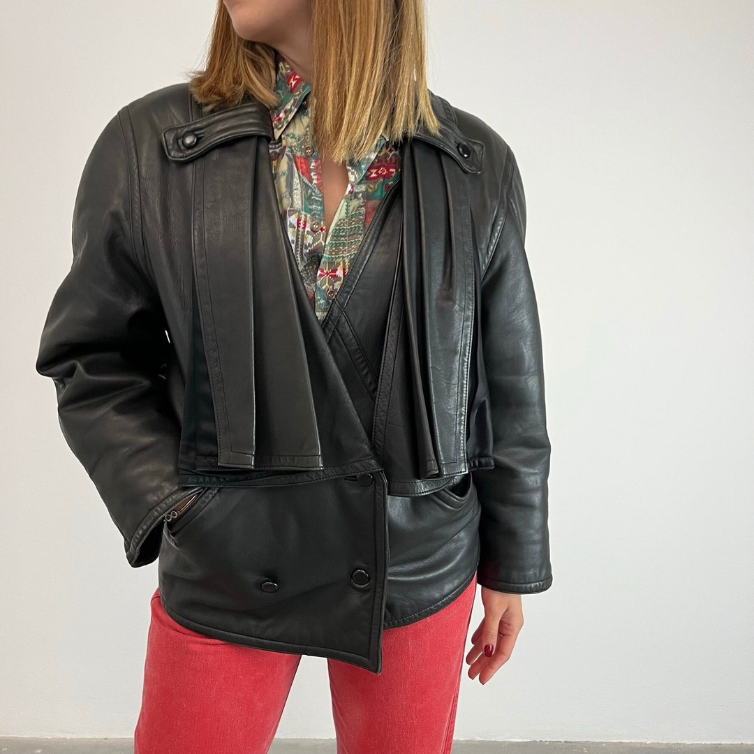 Shoulder Pads 80s Vintage Leather Jacket / Vintage Leather Jacket