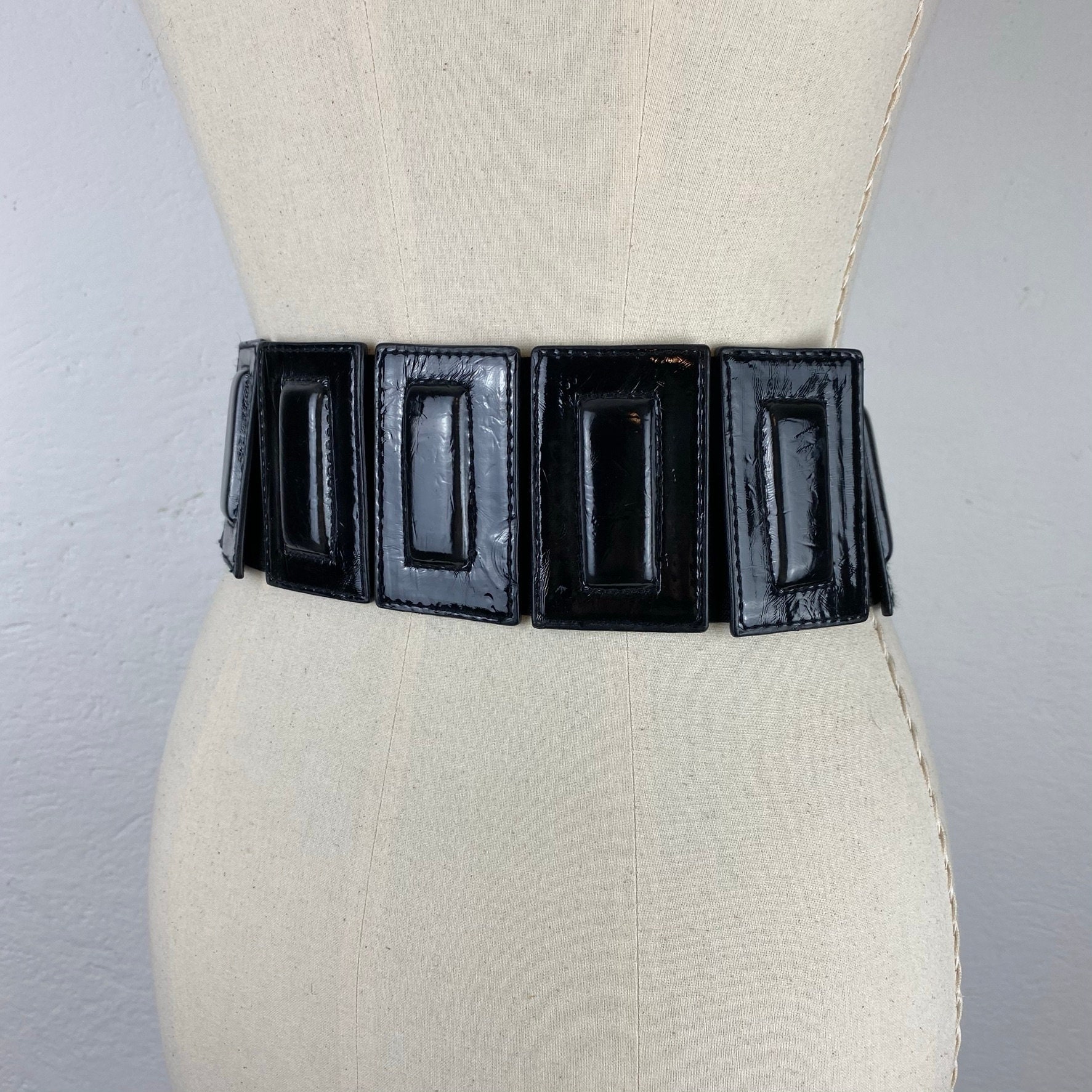 S Vintage 80s Vintage High Elastic Belt in Eco Leather / | Etsy