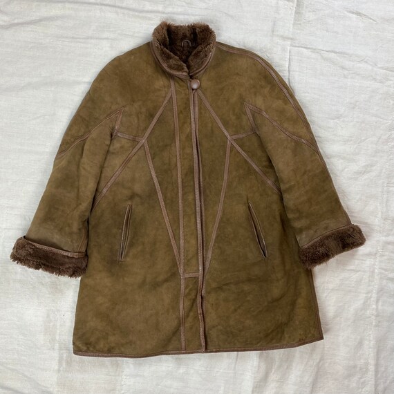 Vintage 80s sheepskin shearling / vintage brown s… - image 9