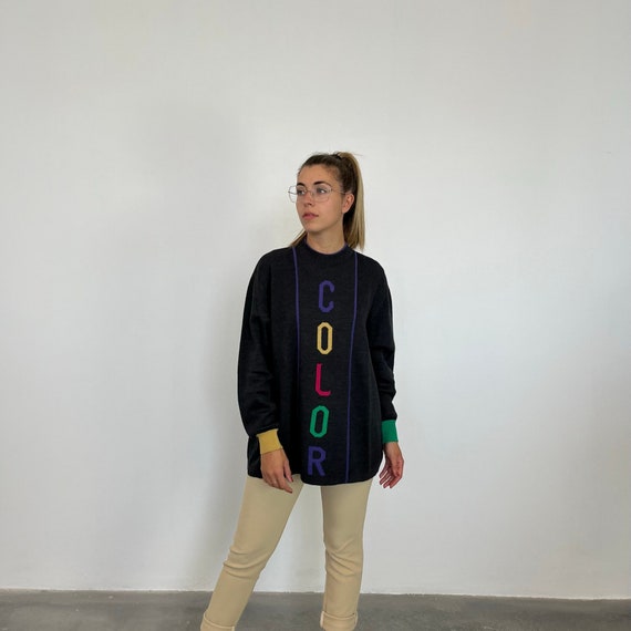 Color Pullover vintage 80s / Maglione invernale vintage 80s / maglione donna a fantasia / Maglione vintage colorato