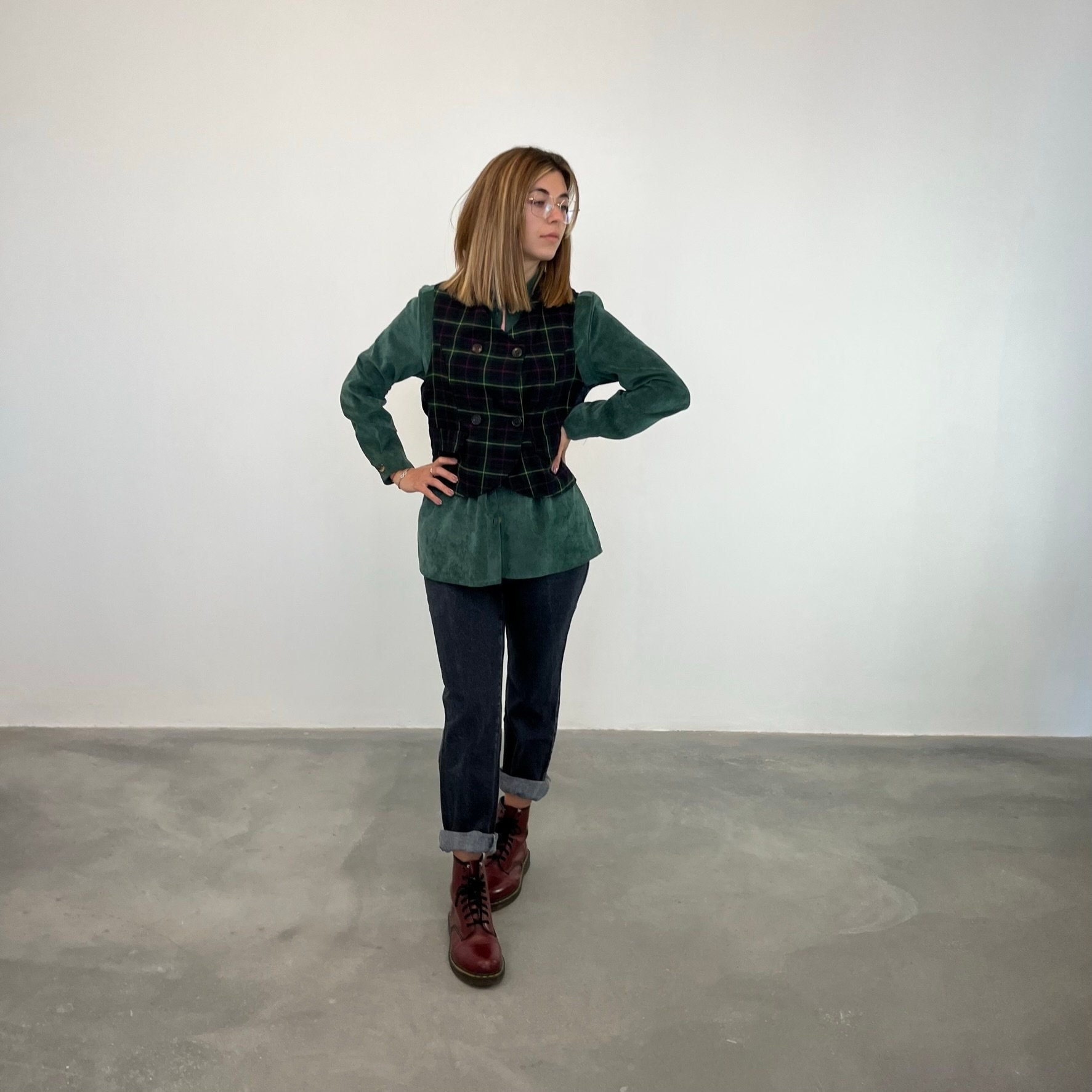 Vintage Scottish Vest in Tartan Pattern 