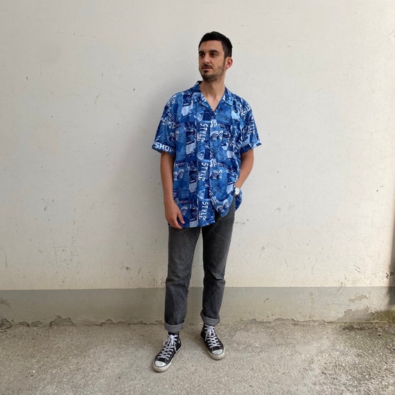 100% Cotton Vintage mens shirt / patterned mens shirt / Hawaiian mens shirt  / patterned short sleeve mens shirt / vintage shirt