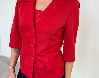 Top vintage des années 90 + blazer / Veste femme vintage rouge / Blazer femme vintage rouge / Ensemble blazer + top vintage rouge / Costume rouge femme