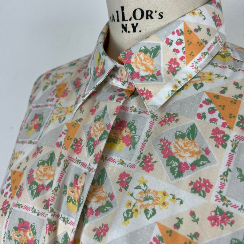 ROSE vintage floral shirt / floral patterned women's shirt / vintage floral summer shirt / vintage blouse / vintage women's shirt image 7
