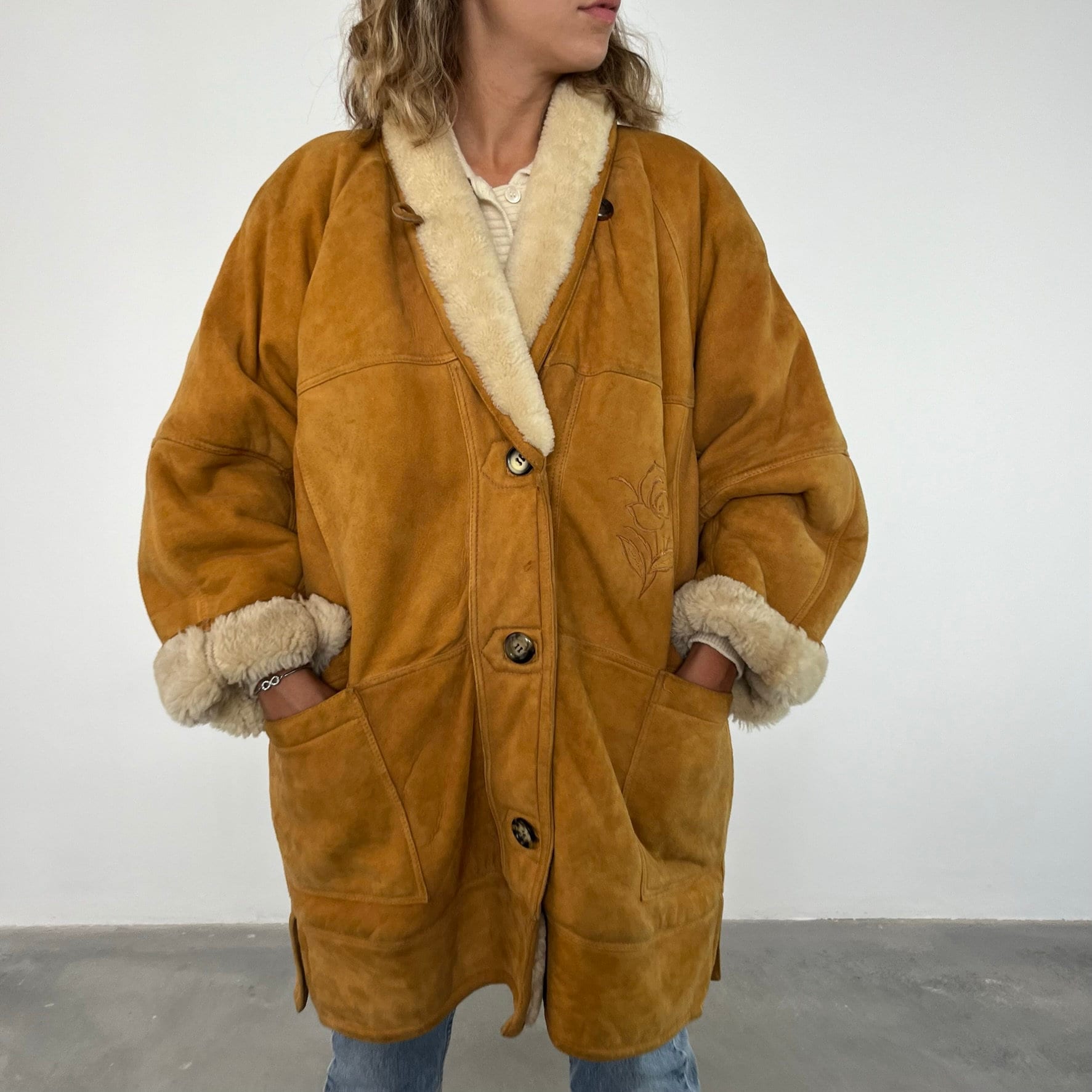 Vintage sheepskin top coat womens