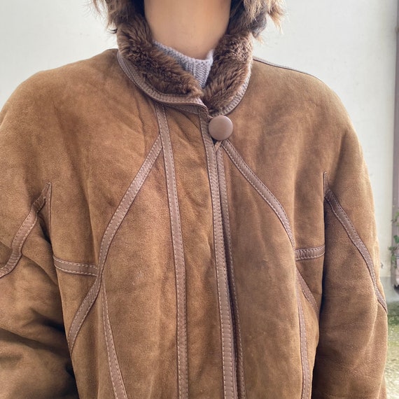 Vintage 80s sheepskin shearling / vintage brown s… - image 4