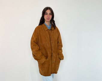 Veste de renne vintage surdimensionnée / veste en cuir caramel / Veste en daim surdimensionnée / veste en daim vintage / veste en cuir de renne femme