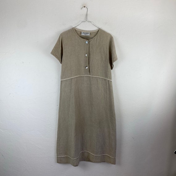 100% LINEN Vintage dress / summer linen dress / l… - image 7