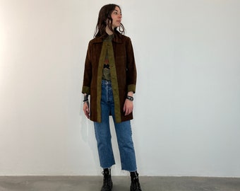 XS Long suede jacket 70s/ vintage brown leather jacket/ vintage suede women jacket/ long vintage suede jacket/ leather jacket