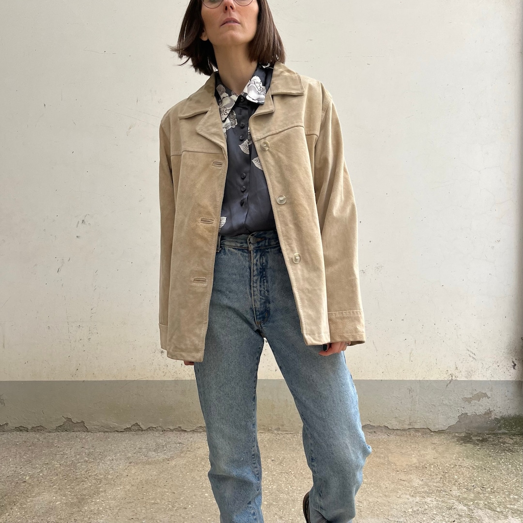 New Vintage Beige Suede Jacket / Suede Women Jacket / New Vintage Suede ...
