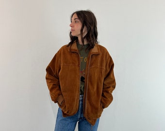 Brown vintage suede bomber / vintage suede jacket / brown leather jacket / vintage suede bomber / 80s women's suede jacket