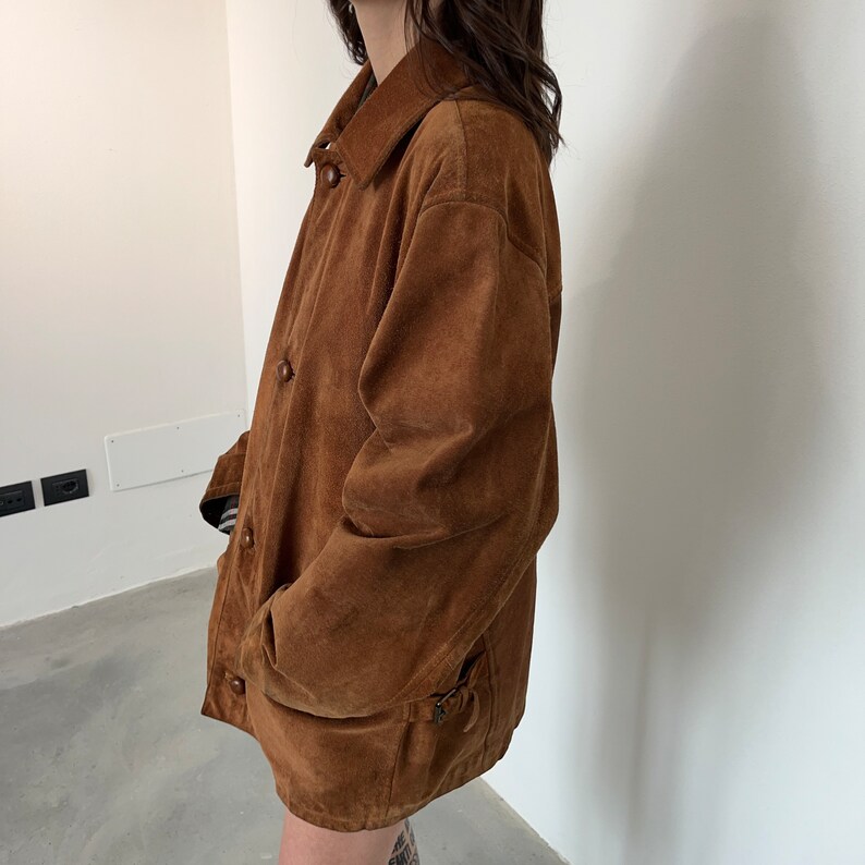 veste en daim vintage surdimensionnée / veste en cuir marron / veste en daim surdimensionnée / veste en daim vintage / veste en daim marron surdimensionnée image 2