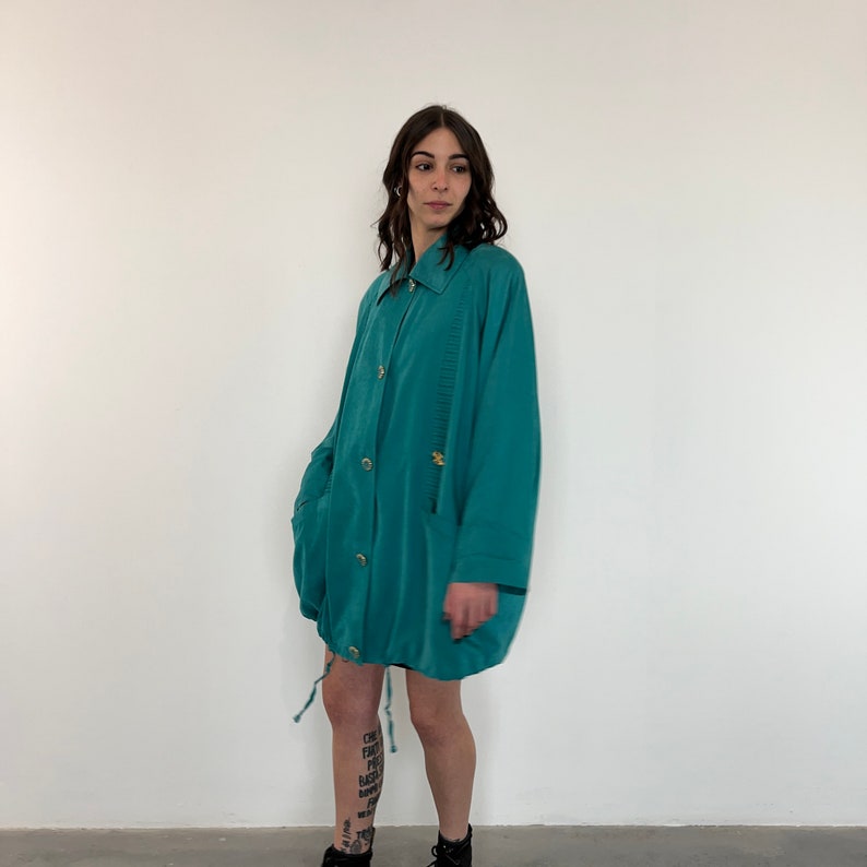 Vintage 80s parka jacket / vintage turquoise parka jacket / vintage summer oversized women's jacket / vintage women's jacket / spring jacket image 2