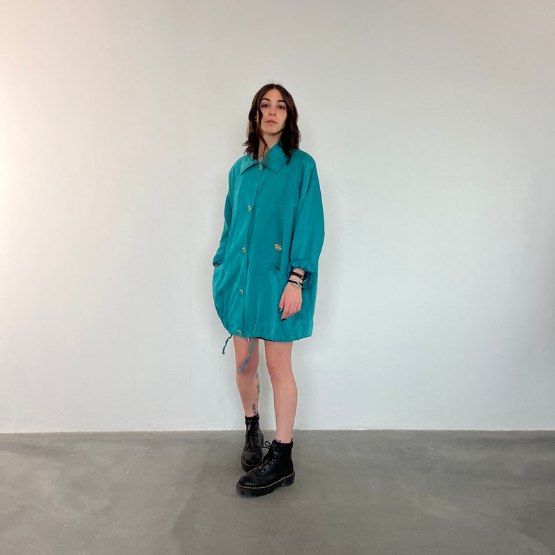 Vintage 80s parka jacket / vintage turquoise parka jacket / vintage summer oversized women's jacket / vintage women's jacket / spring jacket image 1