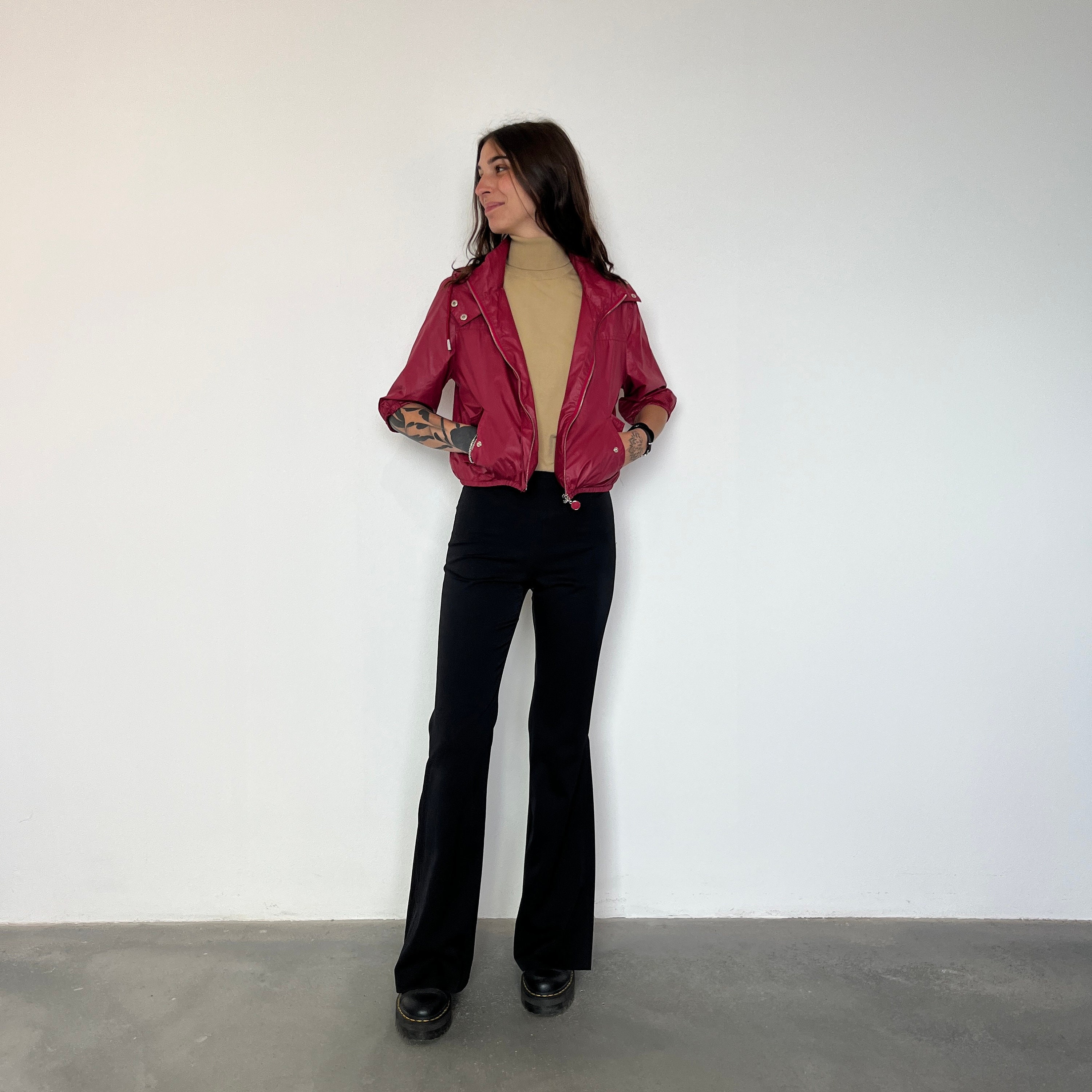 Short Bomber Cropped Vintage 80s / Women's Short Nylon Jacket