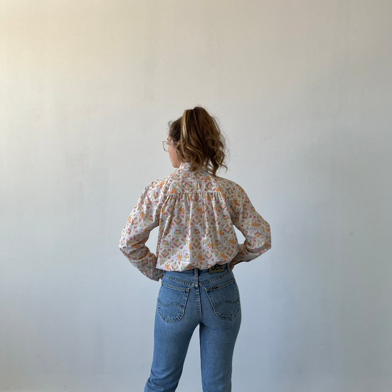 ROSE vintage floral shirt / floral patterned women's shirt / vintage floral summer shirt / vintage blouse / vintage women's shirt image 5