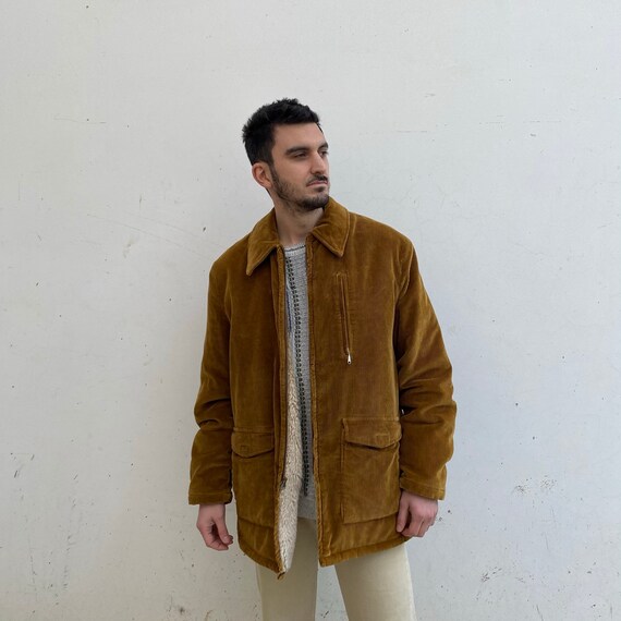 Corduroy vintage coat / Vintage men's coat 70s rib