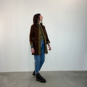 XS Long suede jacket 70s/ vintage brown leather jacket/ vintage suede women jacket/ long vintage suede jacket/ leather jacket image 5