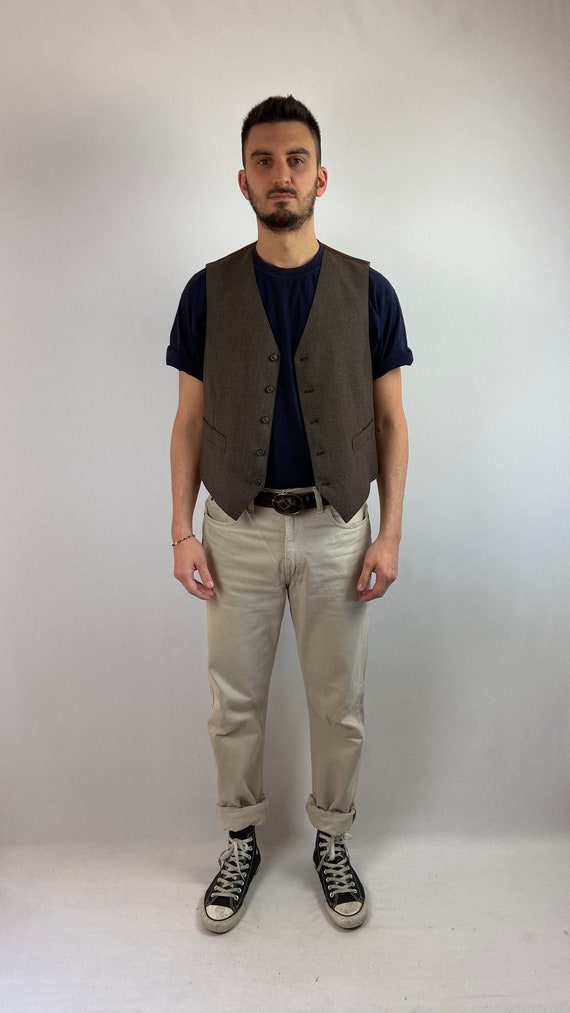 M - Vintage wool Vest, Vintage 80s light weight w… - image 1