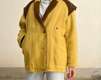 Yellow Wool Corduroy Vintage Coat
