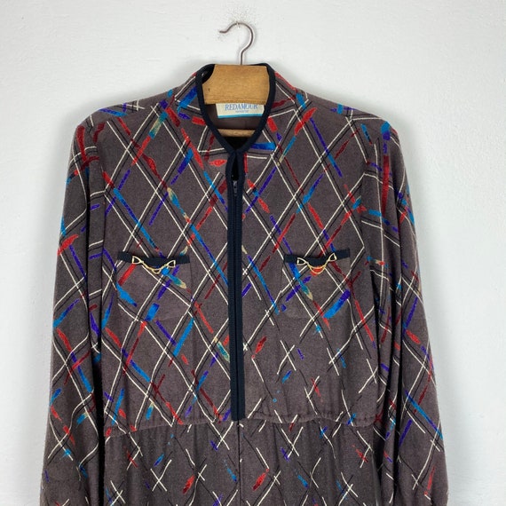 check Brown vintage 70s dress Brown check pattern… - image 6