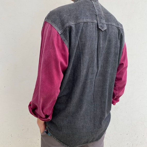 Purple colorblock denim Vintage 70s shirt vintage… - image 9