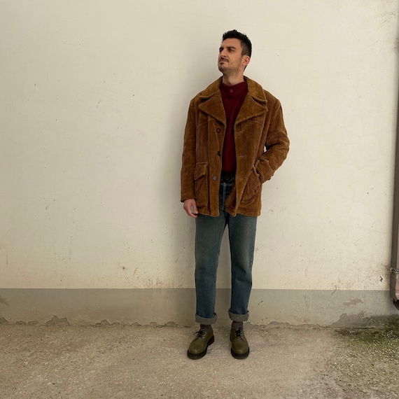 Corduroy Coat Vintage Men's Coat 70s Man's Jacket