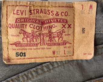 W32 Levis 501 vintage gris / jeans vaqueros 501 gris claro / | Etsy España